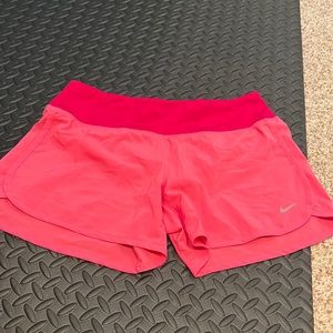 Pink Nike dry fit running shorts with liner liner